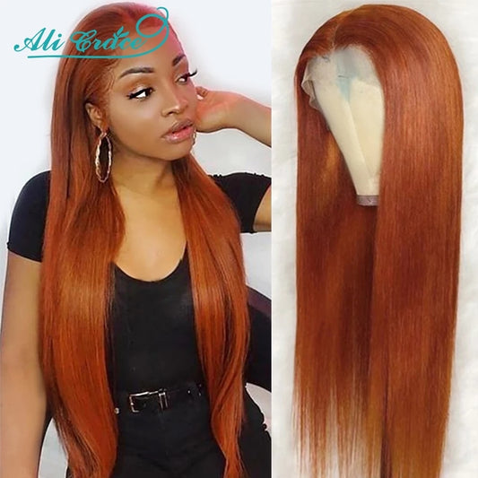 Ginger Orange Brazilian Straight Remy Human Hair 4x4 Lace Wig With Baby Hair