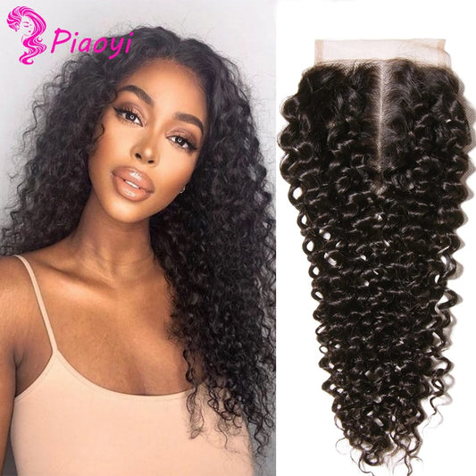 Brazilian Kinky Curly Remy Human Hair 4x4 T Part Lace Closure