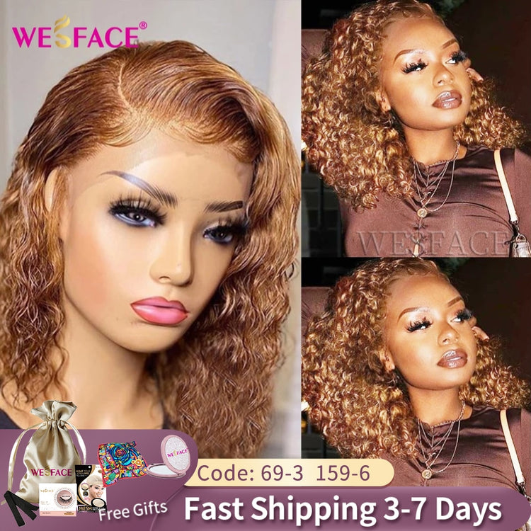 Honey Blonde Brazilian Kinky Curly Human Hair Lace Wig